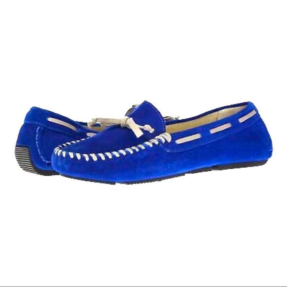 𝅺VERA Wang Premium Label Royal Blue Suede Driving Moccasin Size 6/36 - Picture 2 of 14